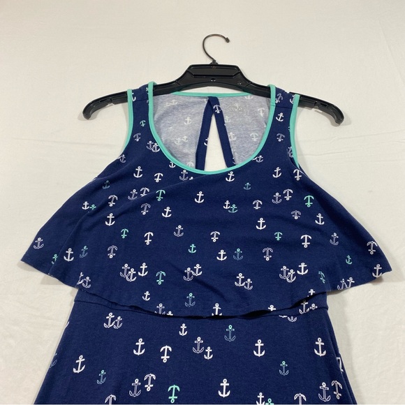SO Maxi Stretch Dress Tank top sleeves anchor pattern Casual dress size 16 - Picture 3 of 14